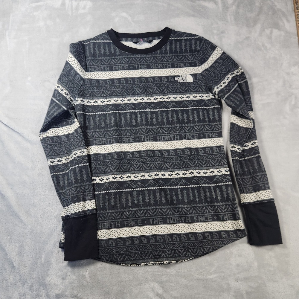 North‎ Face Shirt Women Medium Black Nordic Waffle Base Layer Athletic Holiday